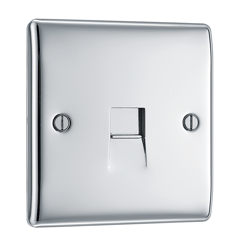 BG Electrical Nexus Metal Polished Chrome - Single, RJ11 telephone socket