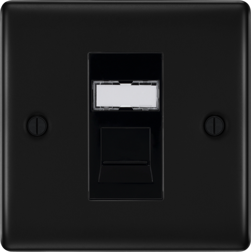 BG Electrical Nexus Metal Matt Black - Single, RJ45 data socket