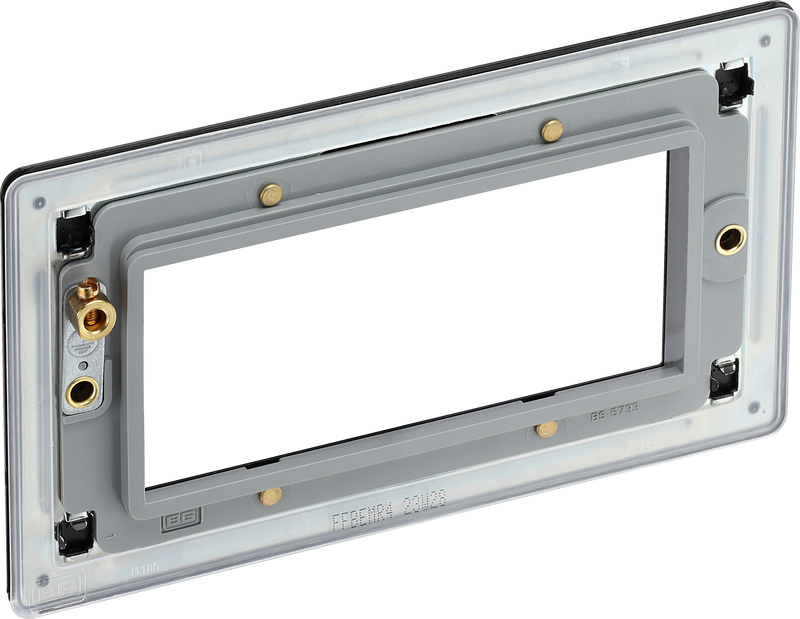 BG Electrical Flatplate Screwless Matt Black - 4 module - rectangular