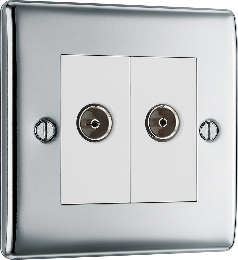 BG Electrical Nexus Metal Polished Chrome - Double, TV/FM