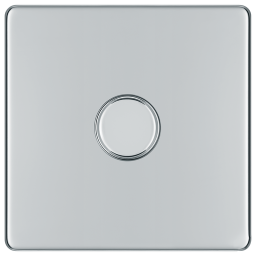 BG Electrical Flatplate Screwless Polished Chrome - Single, 2 way push 200W