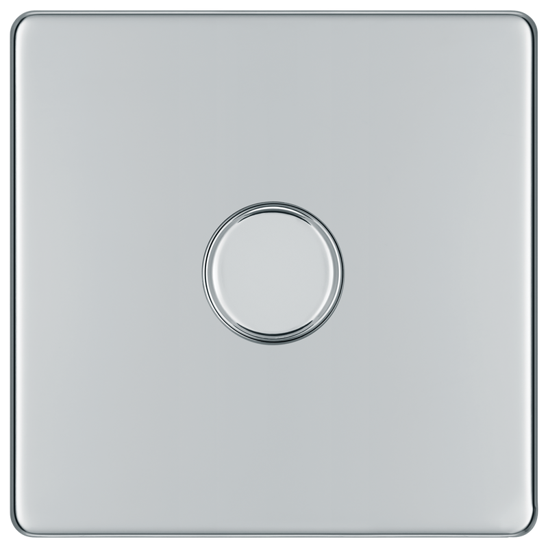 BG Electrical Flatplate Screwless Polished Chrome - Single, 2 way push 200W