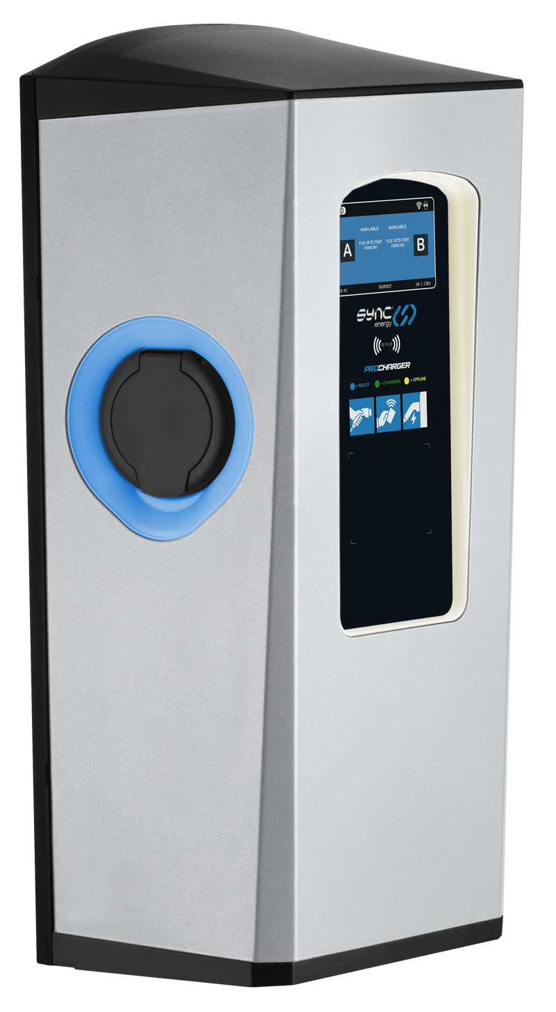 Sync Energy Pro Charger - EV Twin Wall Pro Charger, Three Phase, 2 x 11kW - 4G, MID Meter