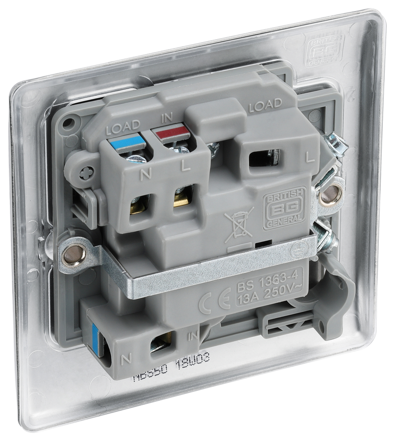 BG Electrical Nexus Metal Brushed Steel - Switched and fused
