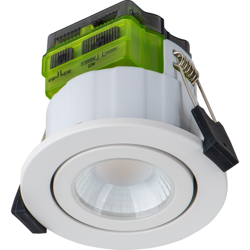 Luceco Ftype MK2 - FType Mk2 Fire Rated Downlight 4W/6W 690lm Power Change & CCT Change 3000K / 4000K Dim2Warm IP20 White - Adjustable