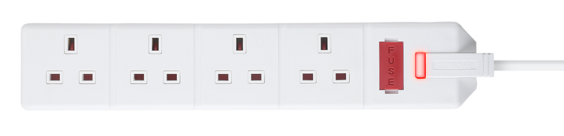 Masterplug Work - 4 Sockets, 2m, 13A, White