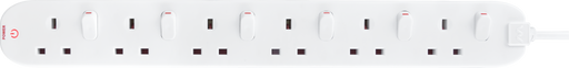 Masterplug Switched - 6 Sockets, 2m, 13A, White