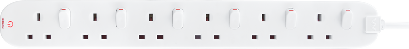 Masterplug Switched - 6 Sockets, 2m, 13A, White