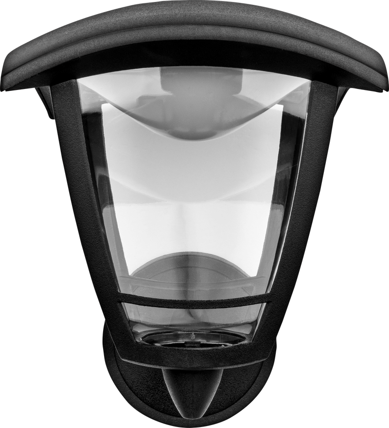Luceco Coach Lantern - Exterior LED Coach Lantern 4 Panel Bottom Arm 640lm 8w 4000k Ip44 Black Non-pir