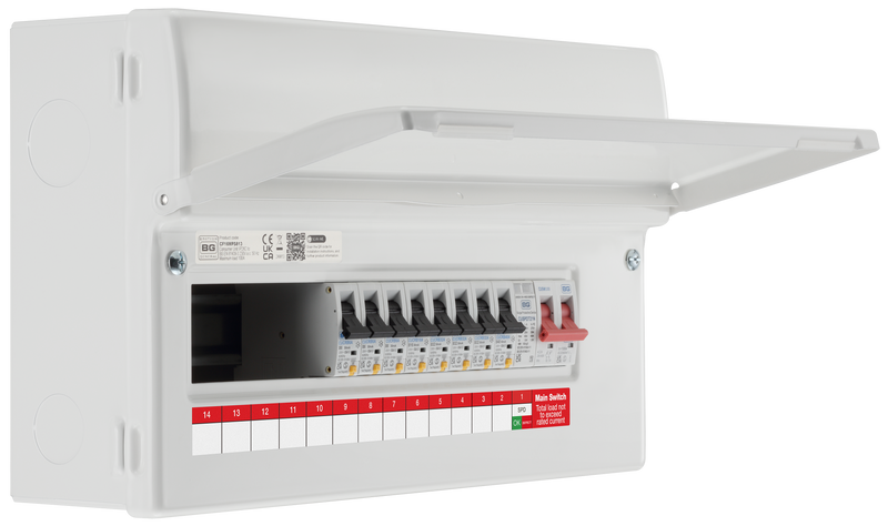 BG Circuit Protection RCBO Main Switch SPD - 16 module, 13 way, 100A Main Switch, 8 RCBO's, Type 2 SPD