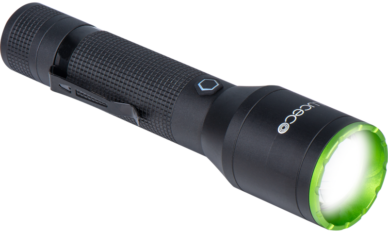 Luceco Hand Torch - Multi Focus LED Hand Torch, USB-C Rechargeable, Inspection Light, 3 Lighting Modes, IP44, 6W, 600lm, 6500K