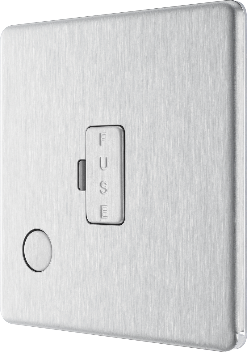 BG Electrical Flatplate Screwless Brushed Steel - Unswitched and fused