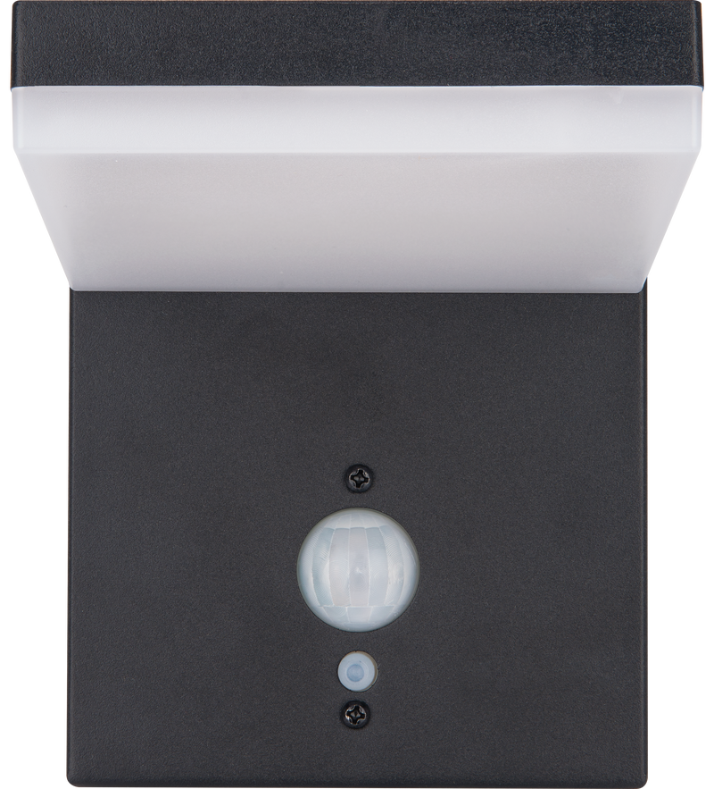 Luceco Slate Grey Wall Lights - Aries Decorative Outdoor Solar Wall Light with PIR Motion Sensor, LED Exterior Lighting, Slate Grey, IP44, 5W, 600lm, 3000K