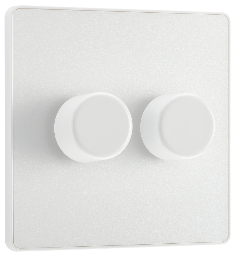 BG Electrical Evolve Pearlescent White - Double, 2 way push 200W