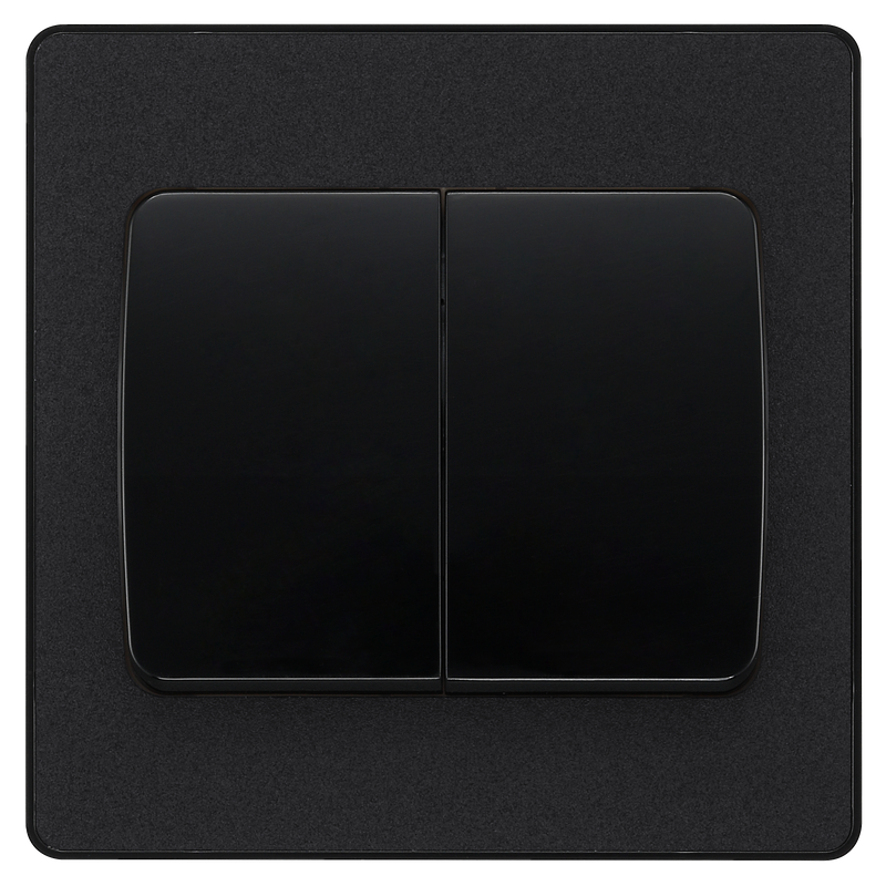 BG Electrical Evolve Matt Black - Double, 2 way switch, wide rocker