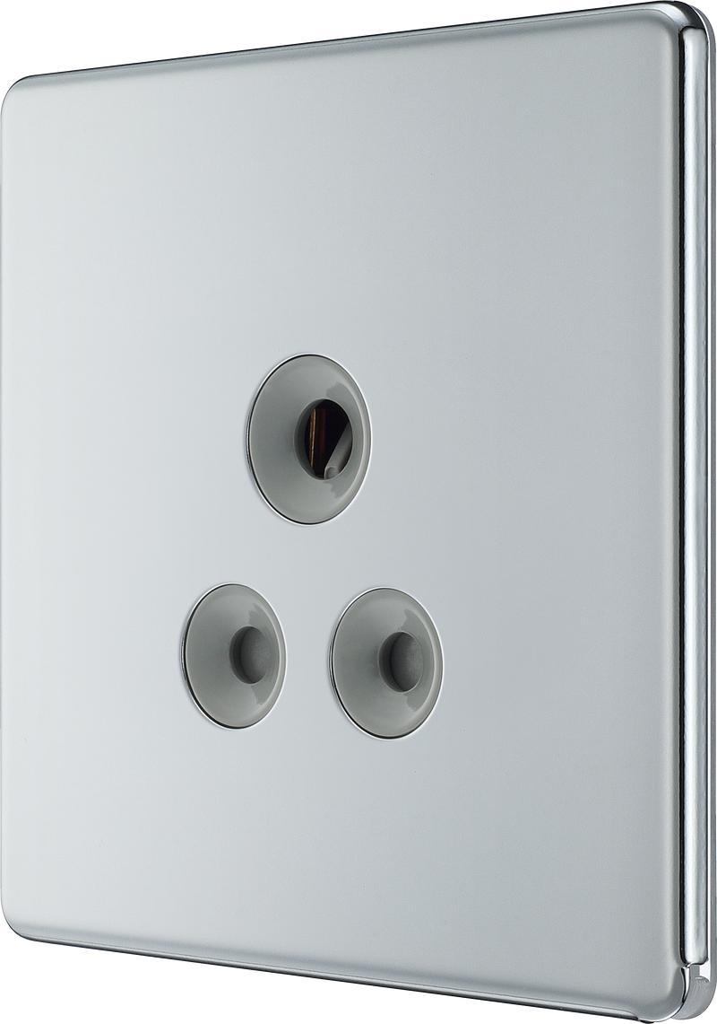 BG Electrical Flatplate Screwless Polished Chrome - 5A, single, unswitched, round pin