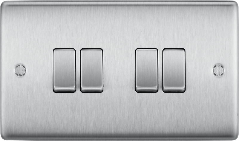 BG Electrical Nexus Metal Brushed Steel - Quadruple, 2 way switch