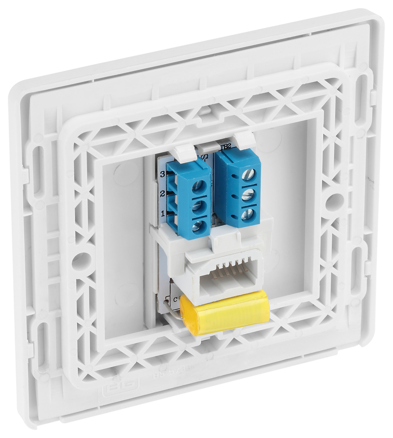 BG Electrical Evolve Pearlescent White - Single, telephone socket, master