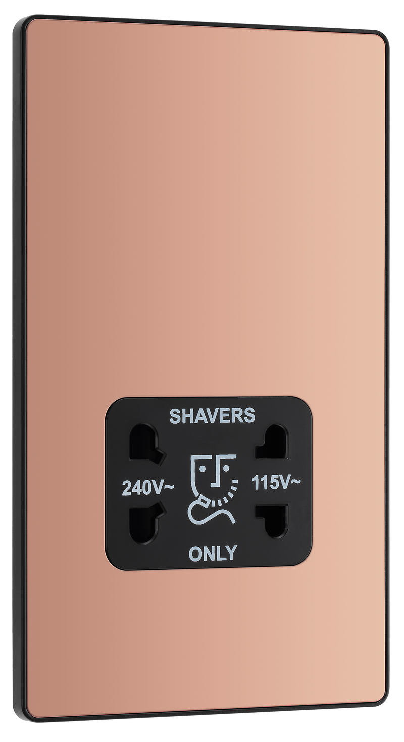 BG Electrical Evolve Polished Copper - 115/240V dual voltage shaver socket