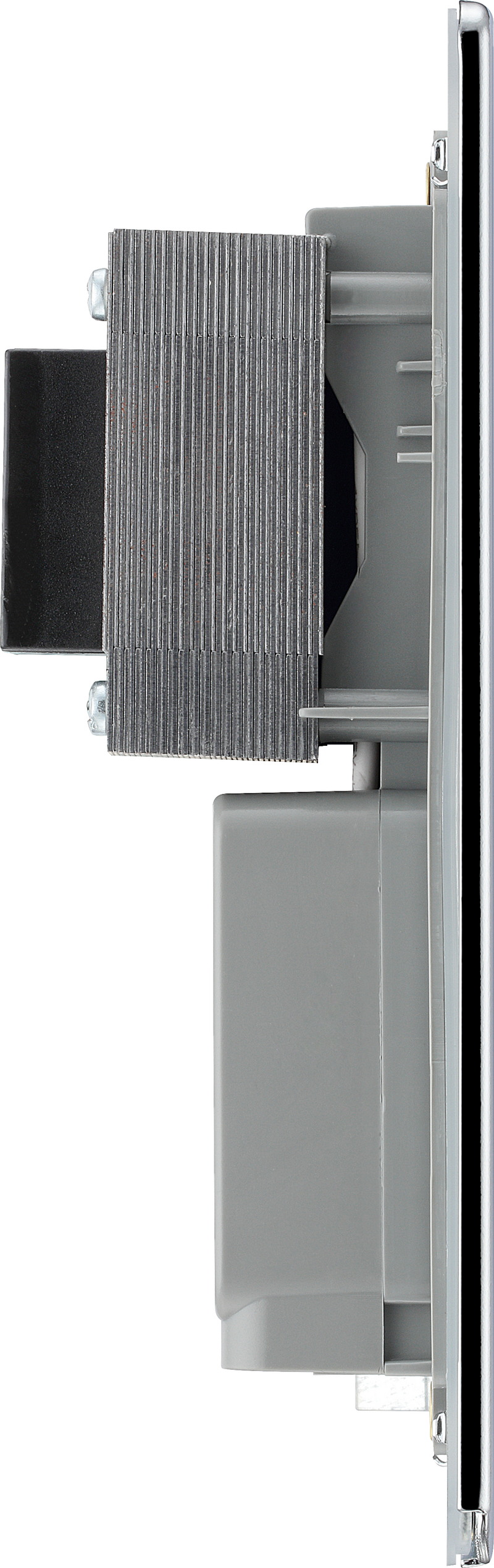 BG Electrical Flatplate Screwless Polished Chrome - 115/240V dual voltage shaver socket