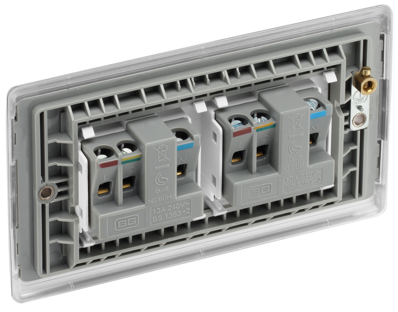 BG Electrical Nexus Metal Brushed Steel - Double, unswitched