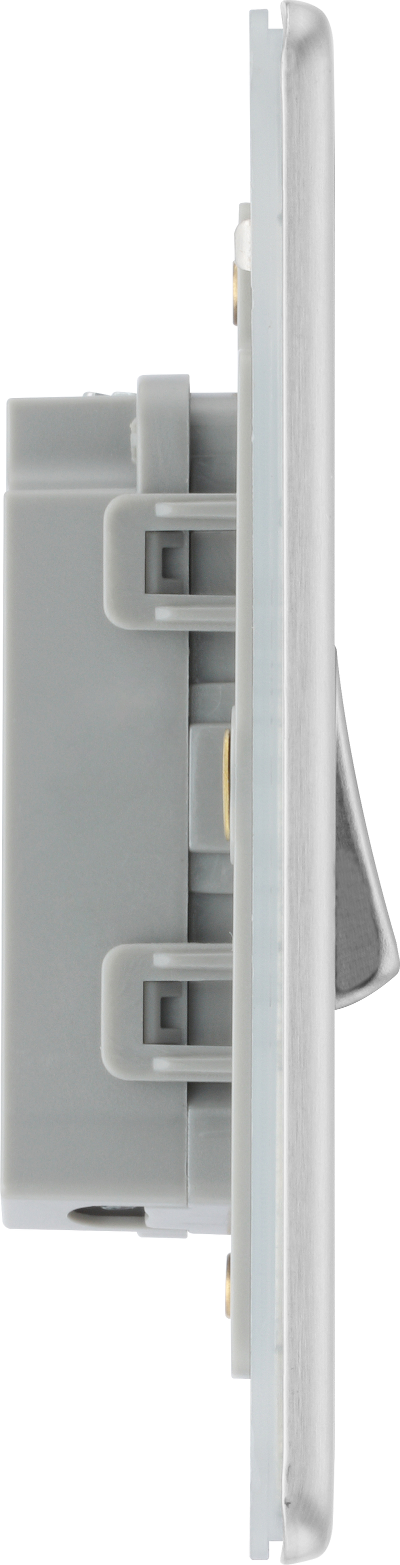 BG Electrical Flatplate Screwless Brushed Steel - Single, 2 way switch