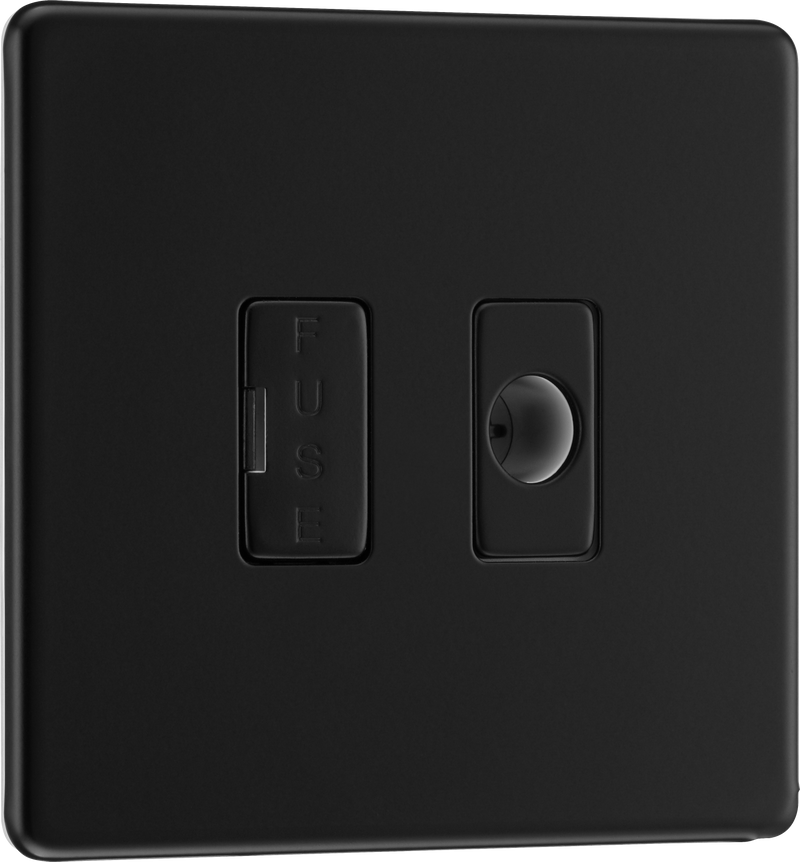 BG Electrical Flatplate Screwless Matt Black - Unswitched and fused with flex outlet