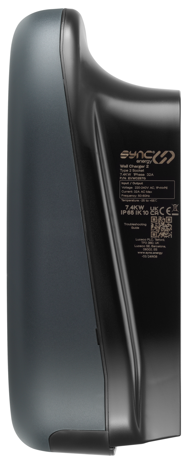 Sync Energy Wall Chargers - EV Socketed Wall Charger 2, Mode 3, 7.4kW - Wi-Fi, Ethernet