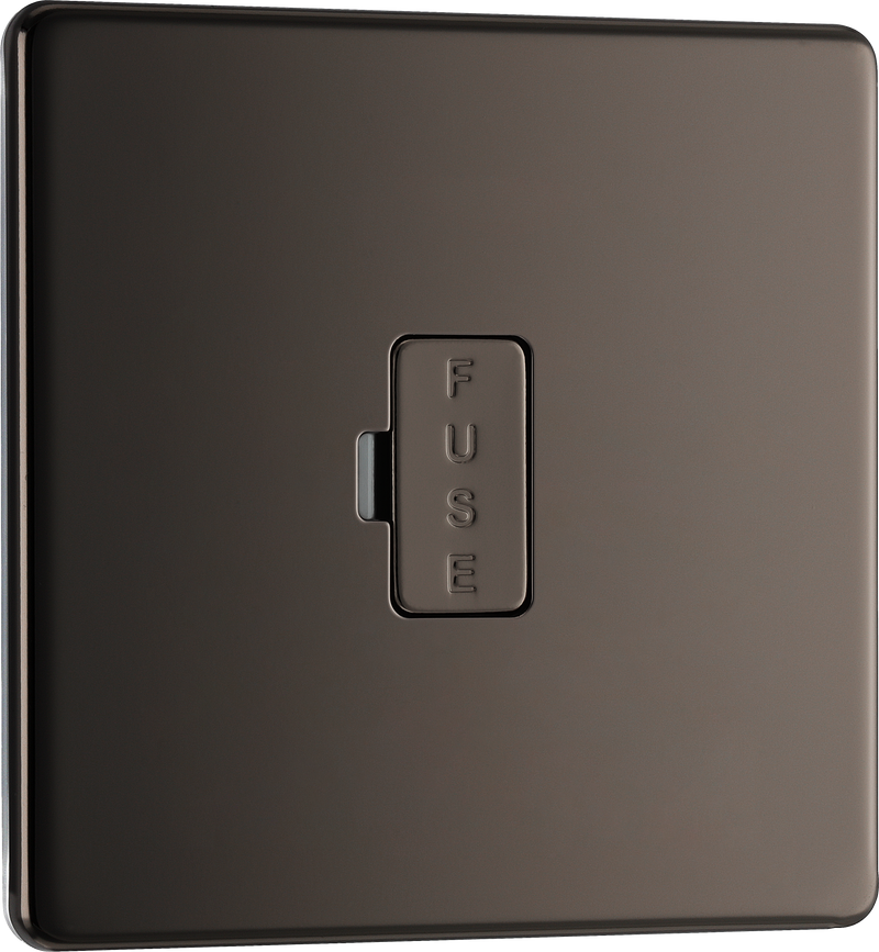 BG Electrical Flatplate Screwless Black Nickel - Unswitched and fused