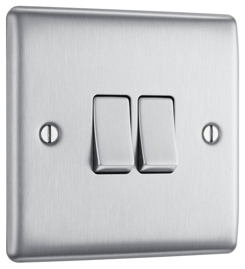 BG Electrical Nexus Metal Brushed Steel - Double, 2 way switch