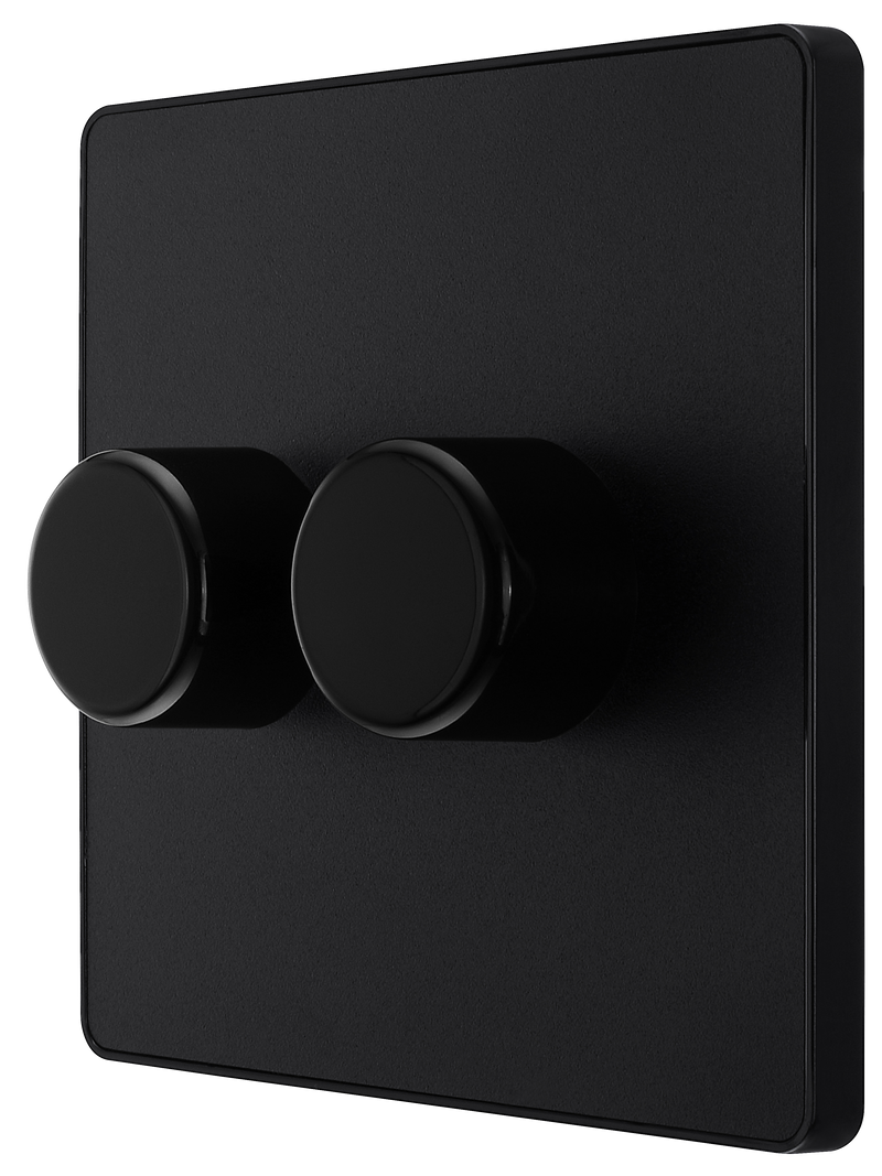 BG Electrical Evolve Matt Black - Double, 2 way push 200W