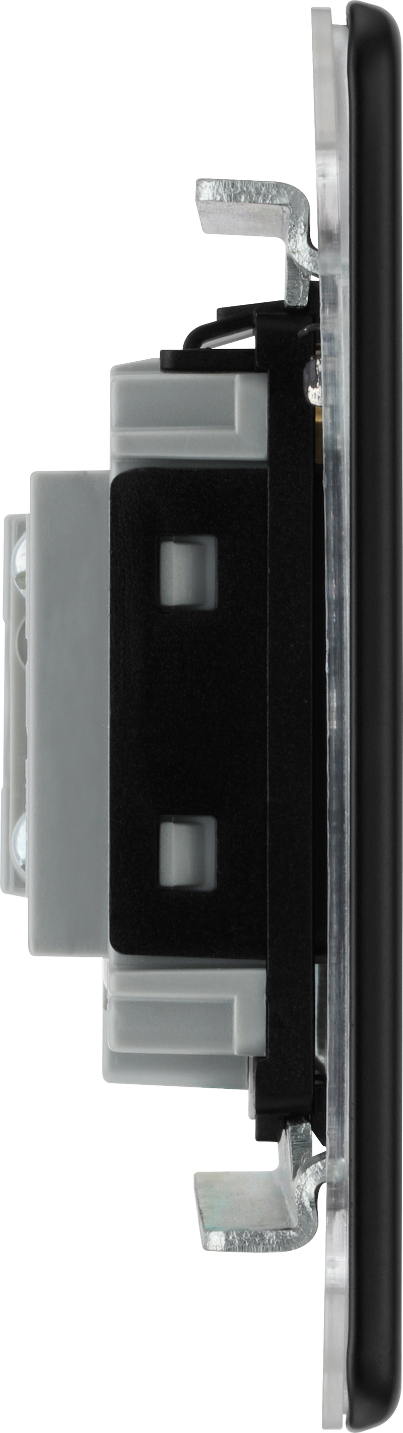 BG Electrical Flatplate Screwless Matt Black - Unswitched and fused with flex outlet