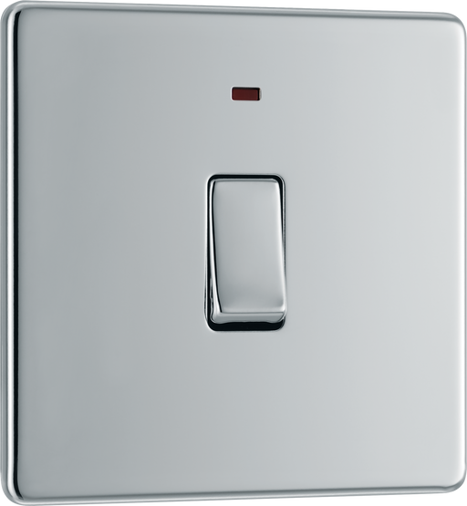 BG Electrical Flatplate Screwless Polished Chrome - 20A, double pole, with indicator