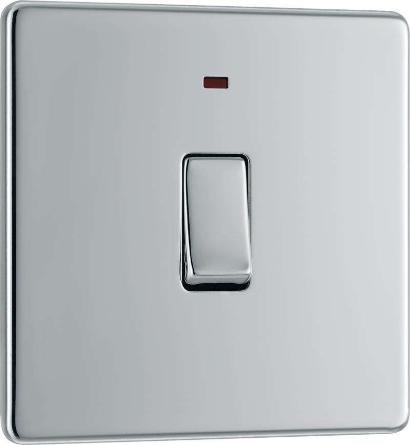BG Electrical Flatplate Screwless Polished Chrome - 20A, double pole, with indicator