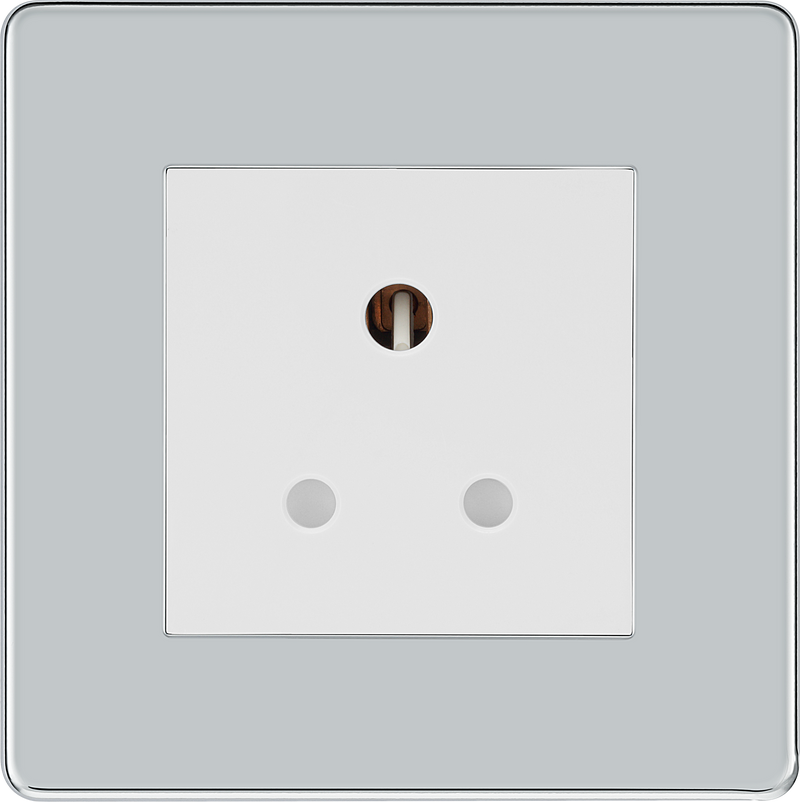 BG Electrical Flatplate Screwless Polished Chrome - 5A, single, unswitched, round pin