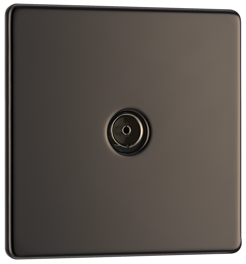 BG Electrical Flatplate Screwless Black Nickel - Single co-axial