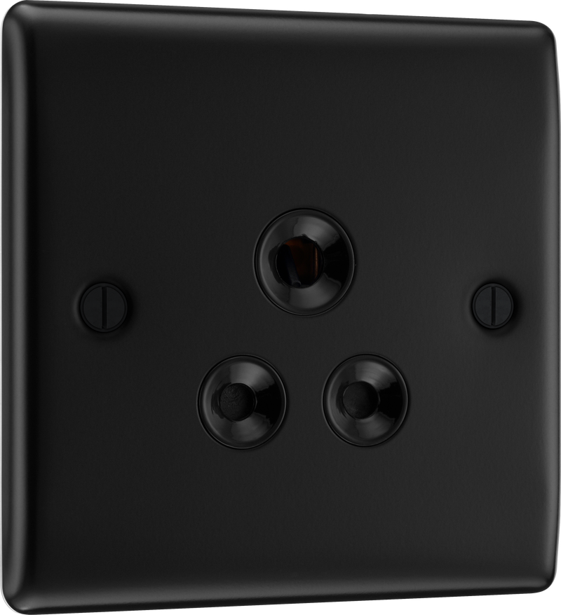 BG Electrical Nexus Metal Matt Black - 5A, single, unswitched, round pin