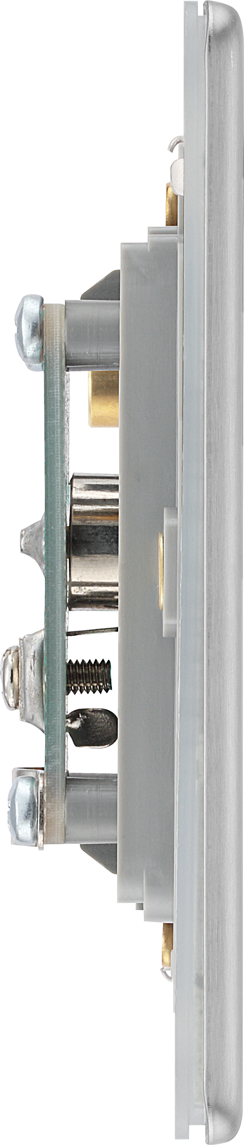 BG Electrical Flatplate Screwless Brushed Steel - Double, co-axial