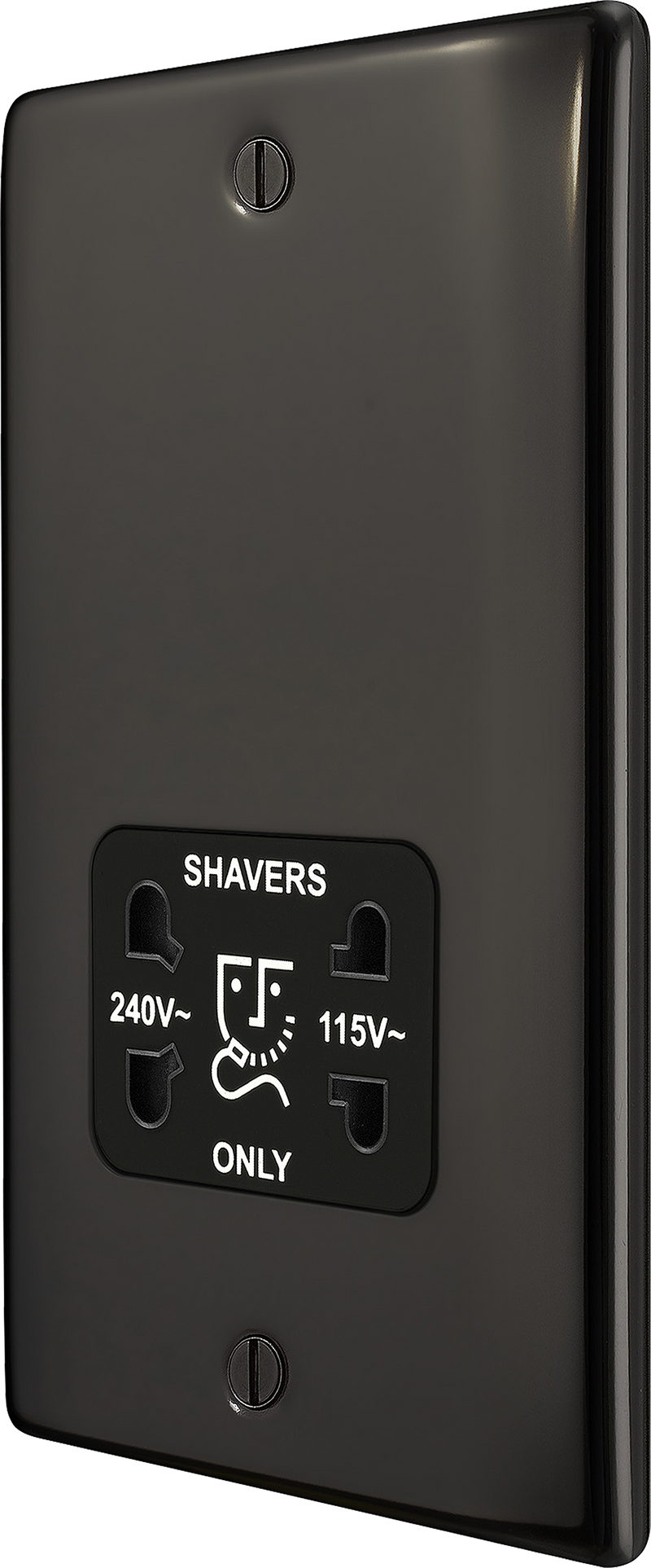 BG Electrical Nexus Metal Black Nickel - 115/240V dual voltage shaver socket