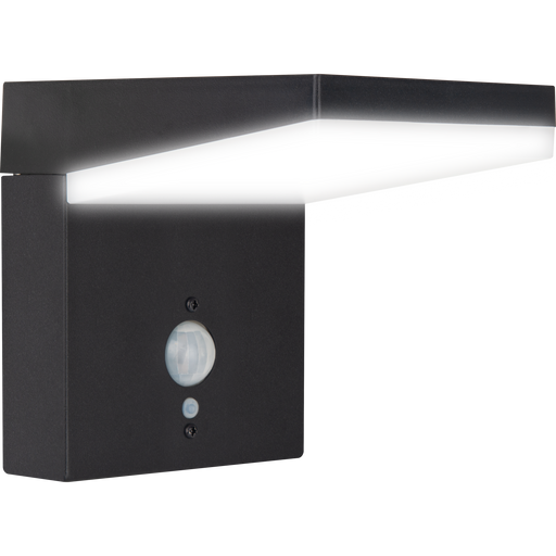 Luceco Slate Grey Wall Lights - Aries Decorative Outdoor Solar Wall Light with PIR Motion Sensor, LED Exterior Lighting, Slate Grey, IP44, 5W, 600lm, 3000K