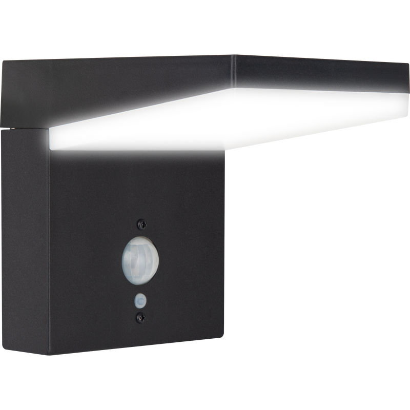 Luceco Slate Grey Wall Lights - Aries Decorative Outdoor Solar Wall Light with PIR Motion Sensor, LED Exterior Lighting, Slate Grey, IP44, 5W, 600lm, 3000K
