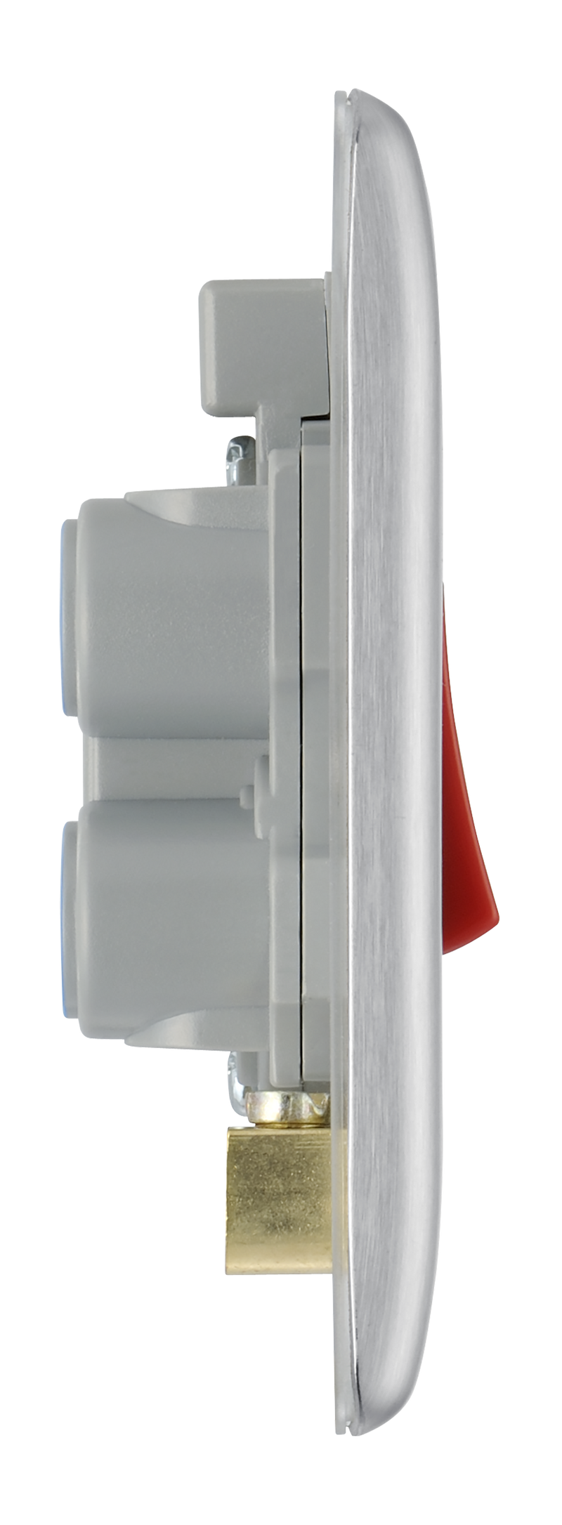 BG Electrical Nexus Metal Brushed Steel - 45A, double pole, single plate, with indicator