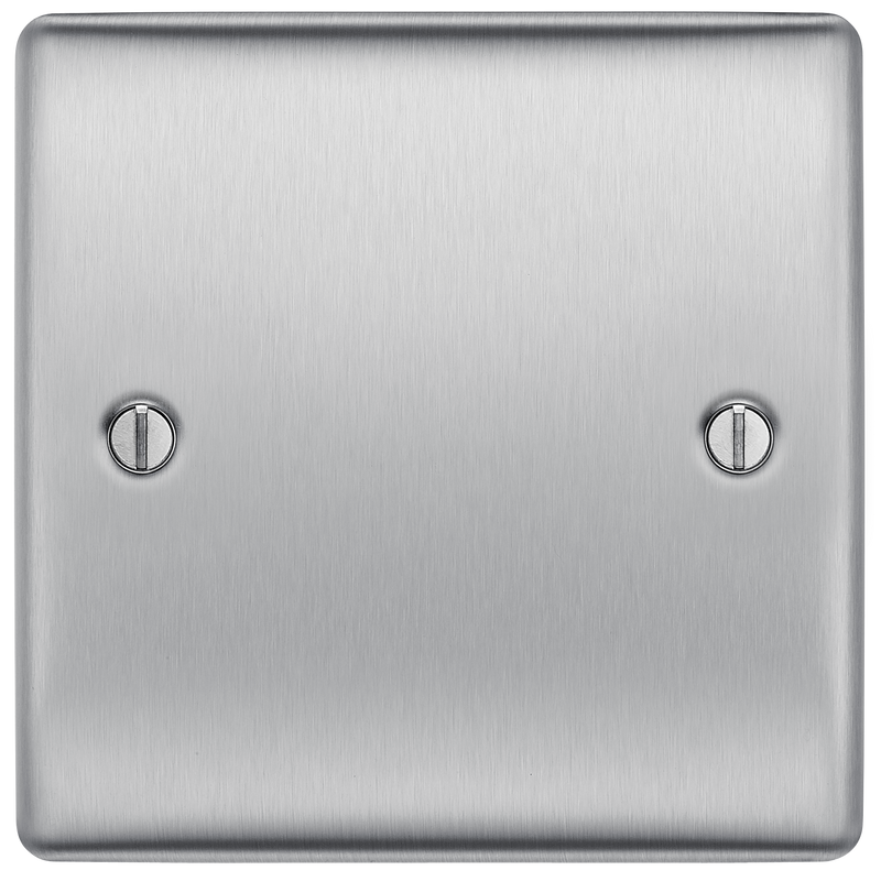 BG Electrical Nexus Metal Brushed Steel - Single, blank plate