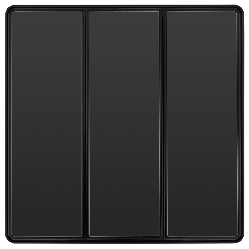 BG Electrical Evolve Black Chrome - Triple, 2 way switch, edge rocker