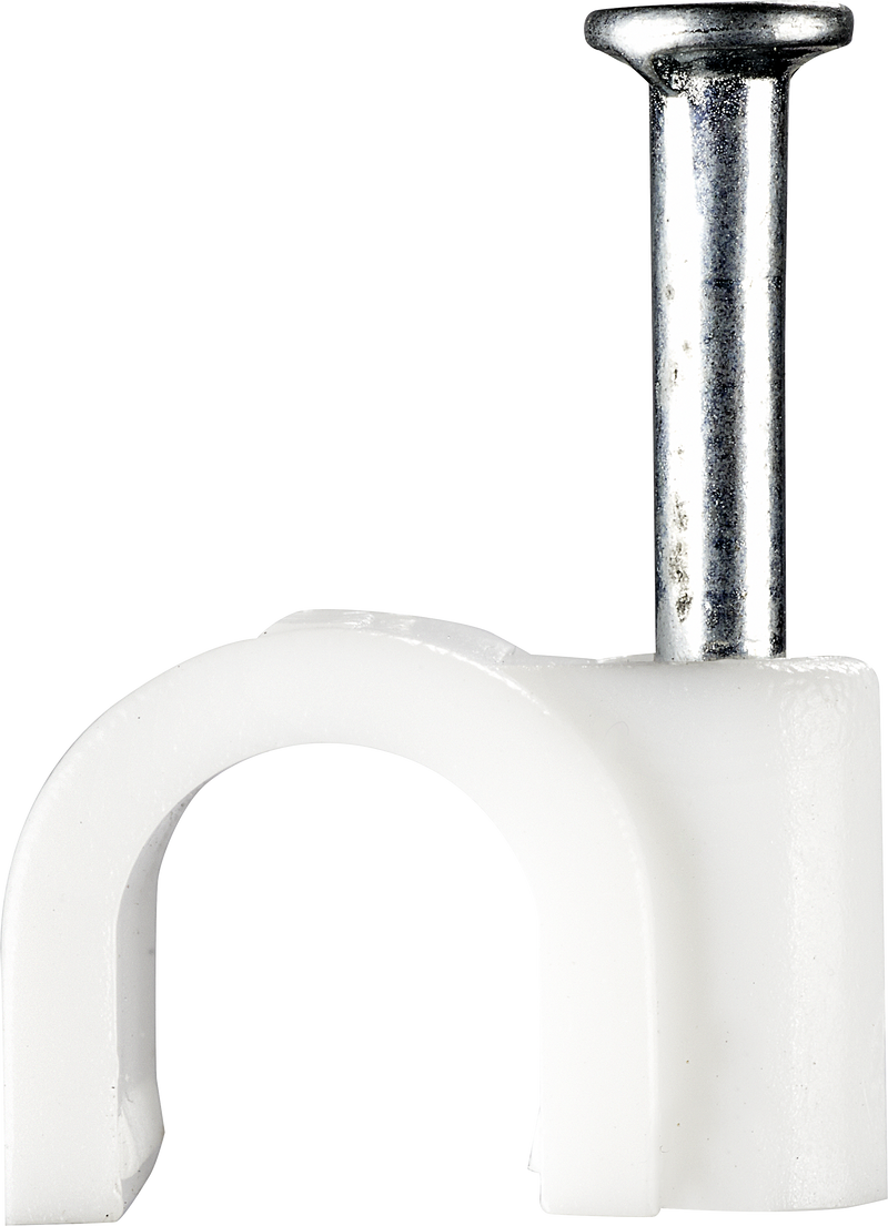 BG Electrical Contractor - Round cable clips, white, 8mm, 50pk