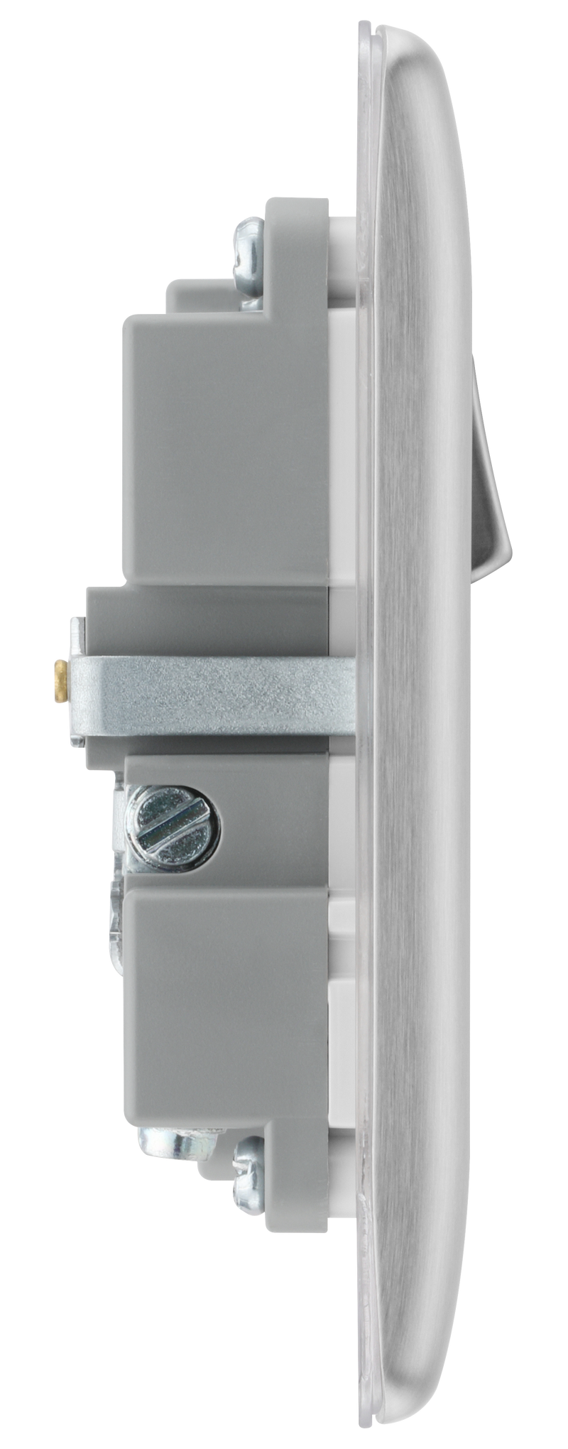 BG Electrical Nexus Metal Brushed Steel - Single, switched, single pole, with 1 x USB A + 1 x USB C
