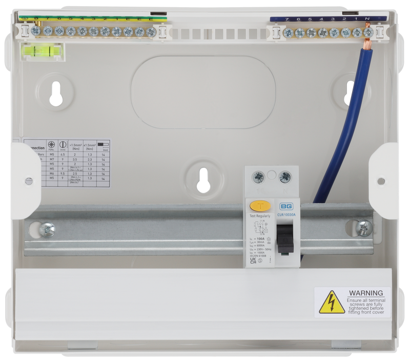BG Circuit Protection Dual RCD - 9 module, 7 way, 100A Type A RCD
