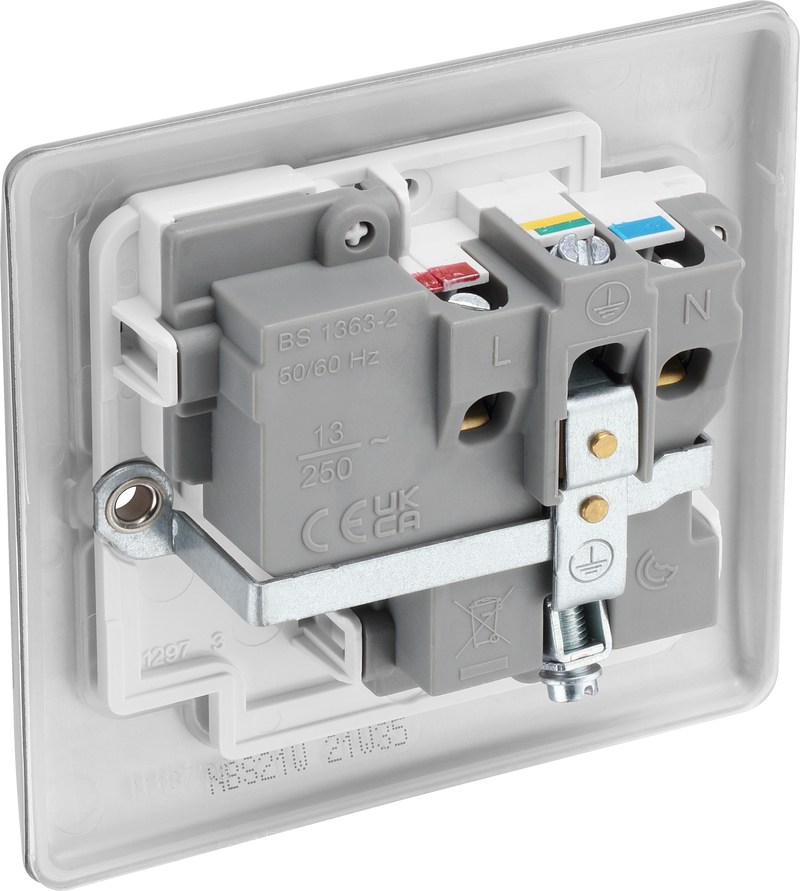 BG Electrical Nexus Metal Brushed Steel - Single switched, double pole