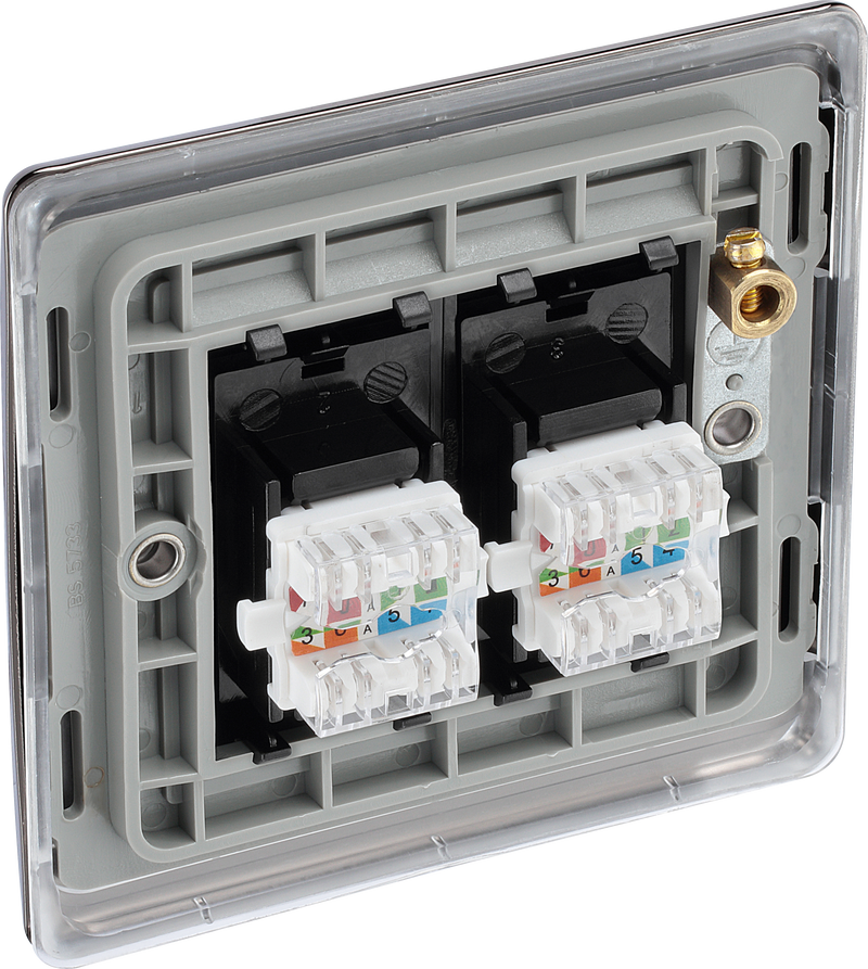 BG Electrical Nexus Metal Black Nickel - Double, RJ45 data socket