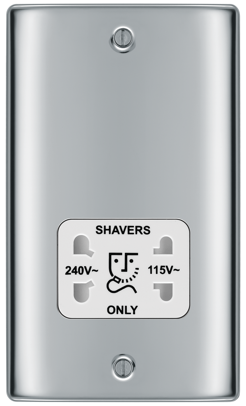 BG Electrical Nexus Metal Polished Chrome - 115/240V dual voltage shaver socket